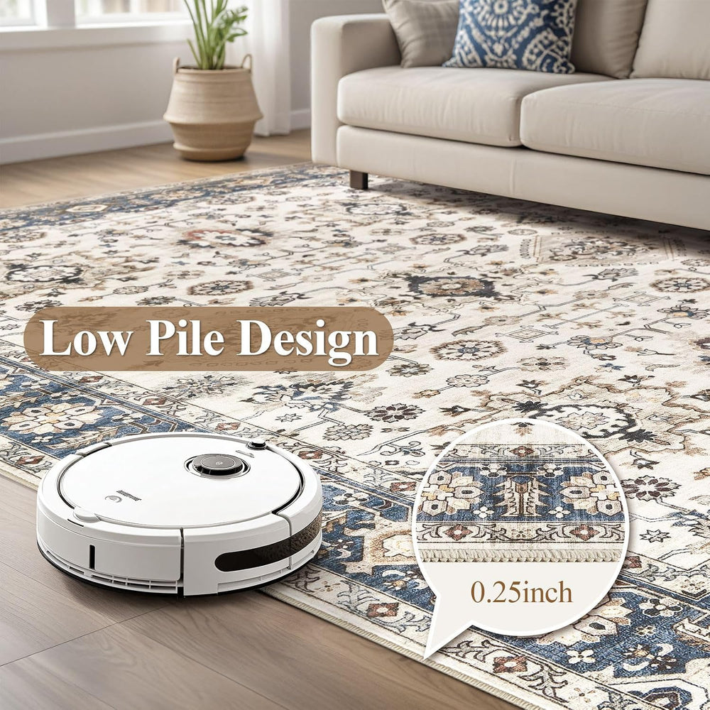 10x14 Washable Area Rug for Living Room, Vintage Pattern