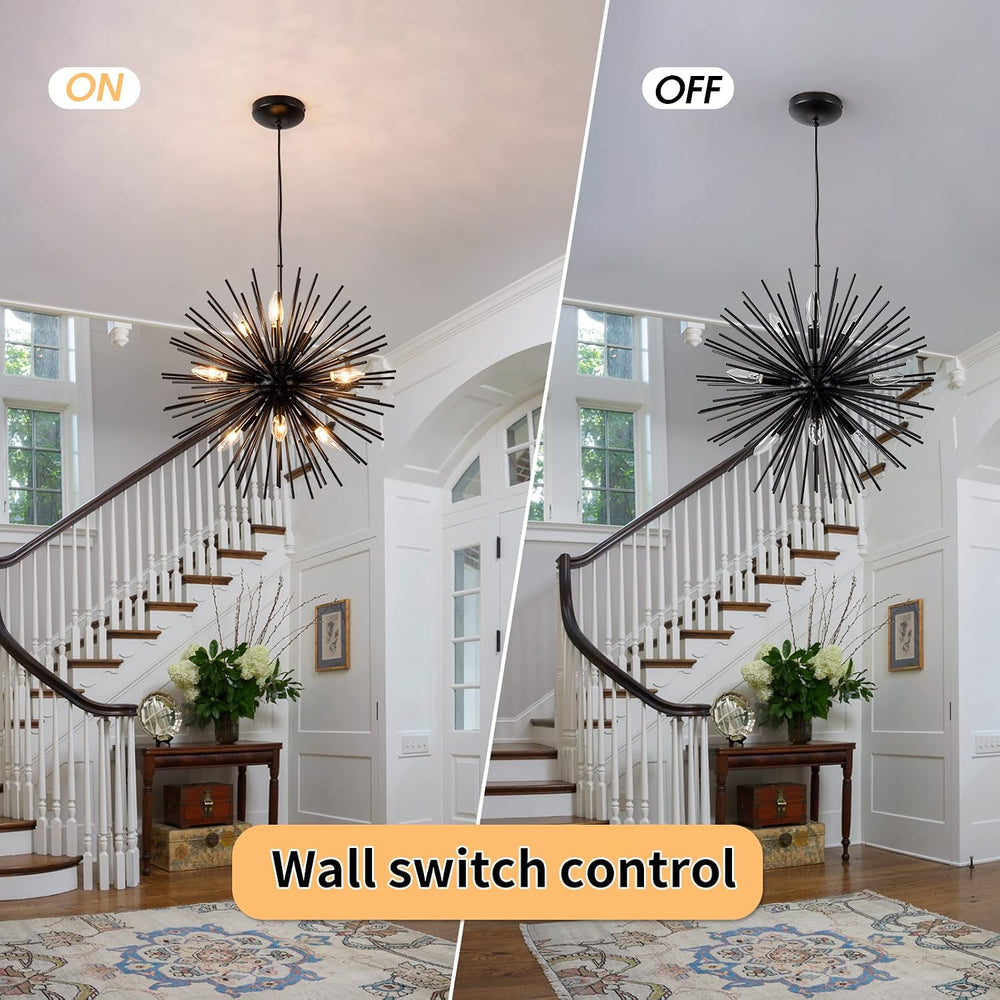 CM MZY Modern Black Sputnik Chandeliers, 9-Light Satellite Pendant Light fixt...