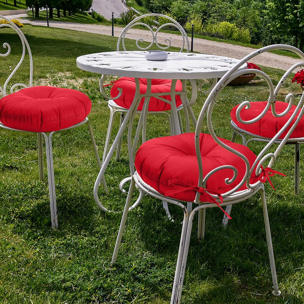 GUEGLSA Outdoor Tufted Round Cushions 15 inch, Waterproof Bistro Chair Cushio...