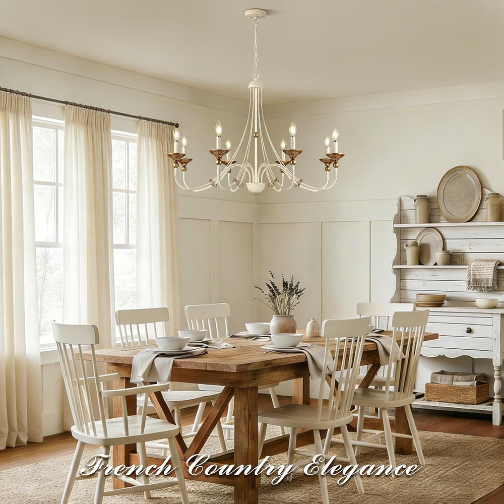 37.4" Large French Country Chandelier, 8-Light Farmhouse Chandelier for ...