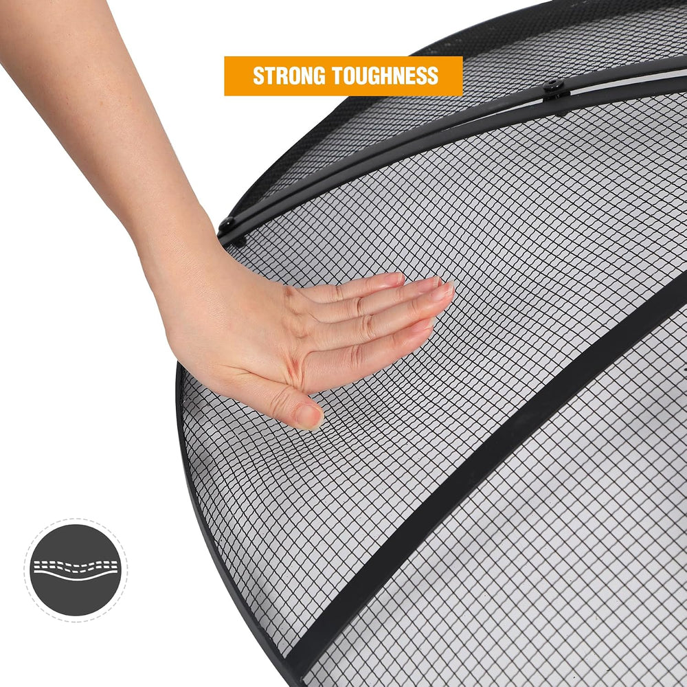 Fire Pit Spark Screen 40 Inch Cover Round, Heavy Duty Collapsible Outdoor Fir...