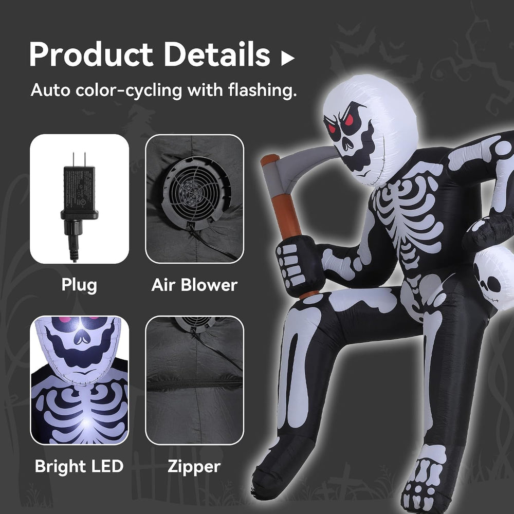 8.5FT Inflatables Skeleton Halloween Decor Outdoor for Rooftop