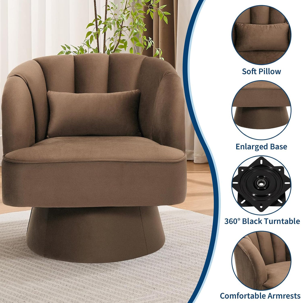 GarveeHome Modern Swivel Barrel Accent Chair, 360 Degree Velvet Upholstered A...