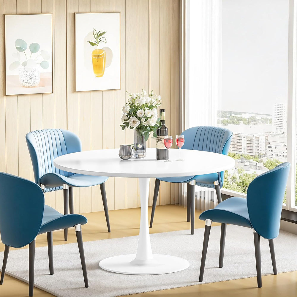DKLGG White Round Dining Table, 39.1" Tulip Kitchen Dining Table for 4-5...