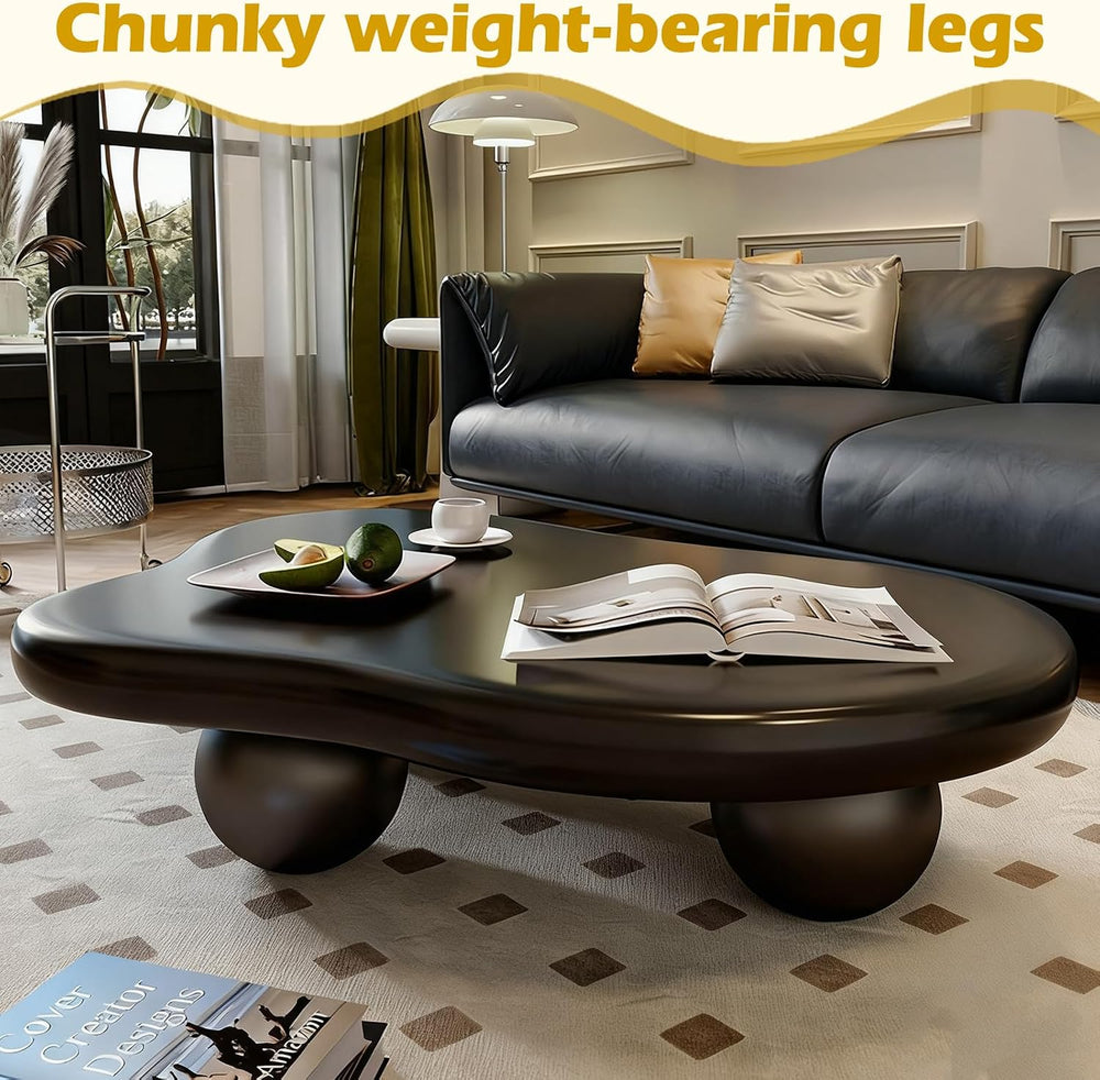 44” Cloud Shaped Coffee Table, Modern Irregular Oval Pedestal Coffee Tables w...