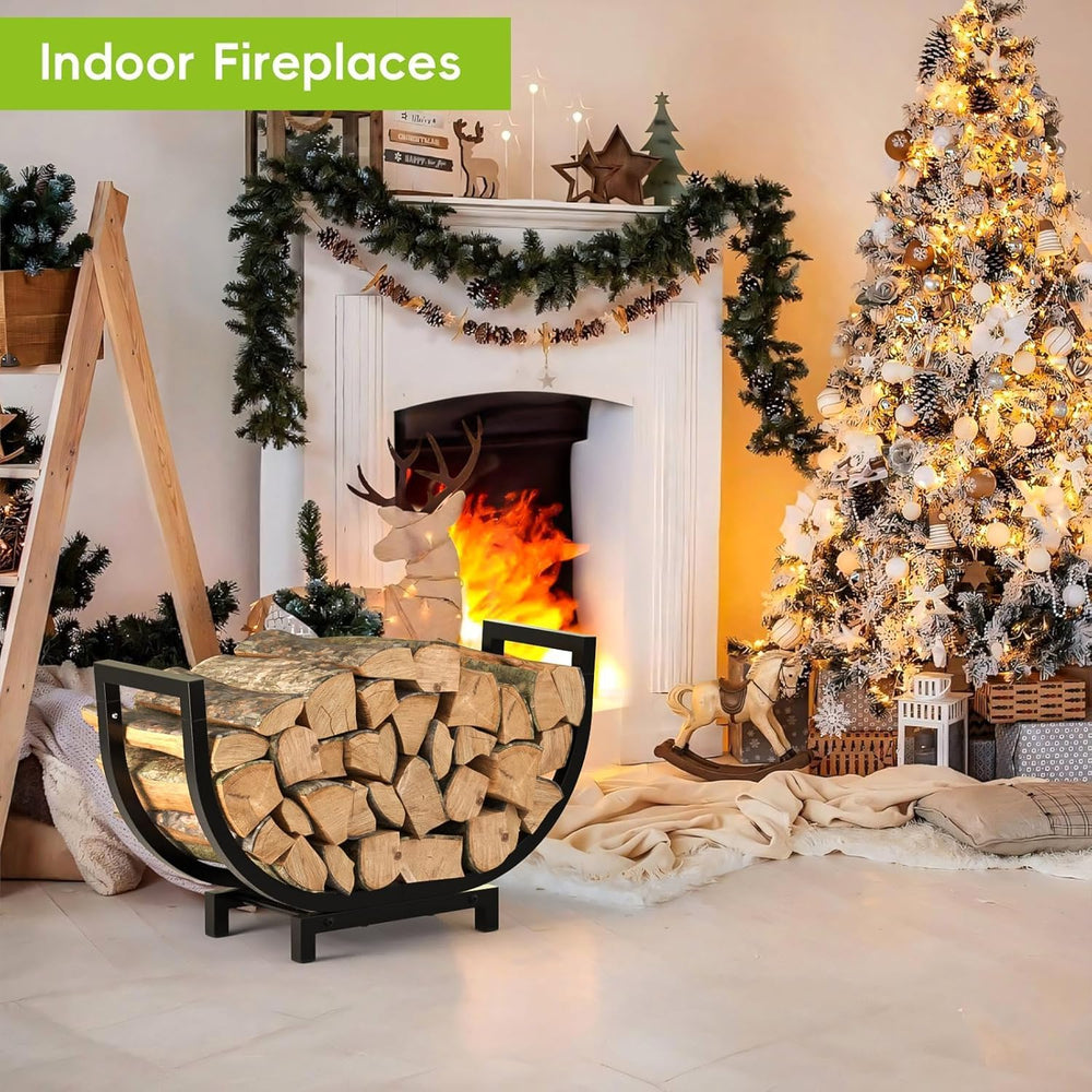 Dicasser Firewood Rack Outdoor and Indoor Firewood Storage, 24 INCH Double Co...