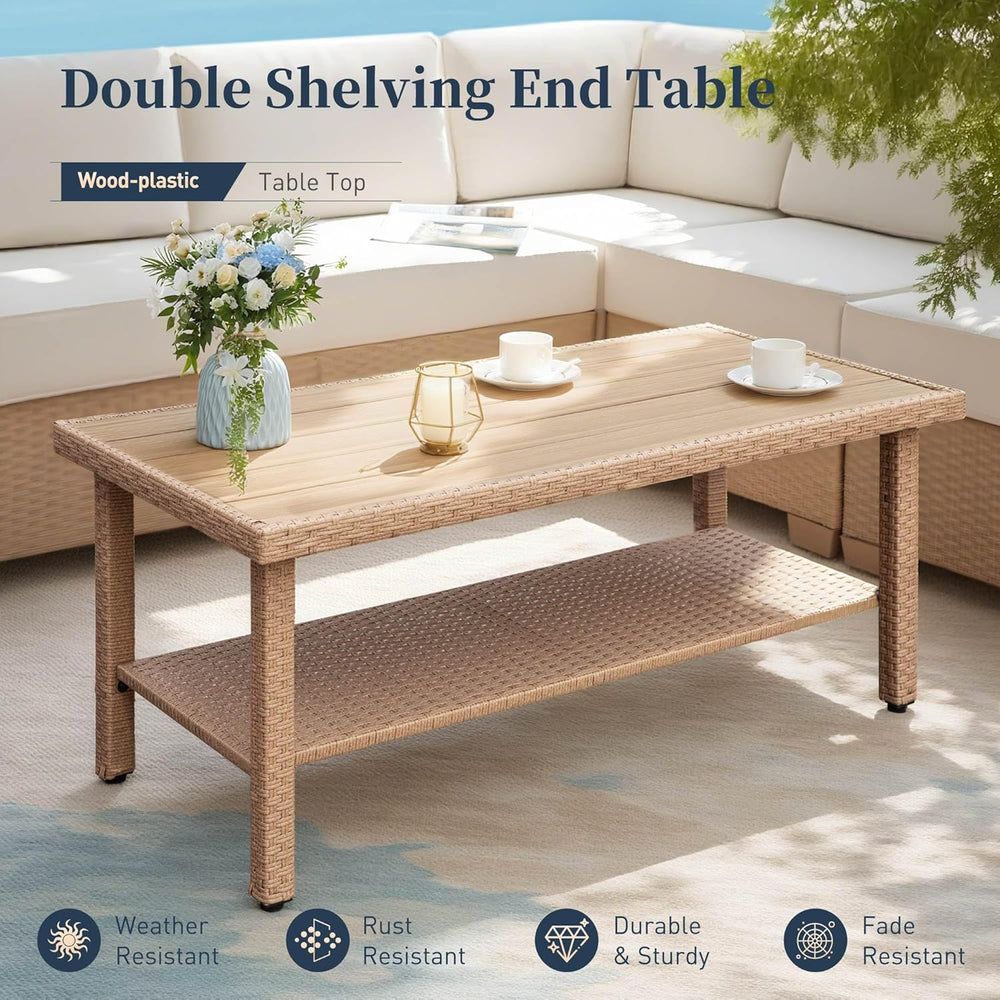 SUNSHINE VALLEY, 6 Piece, 5-Seats, Wicker, Patio Conversation Set, Beige