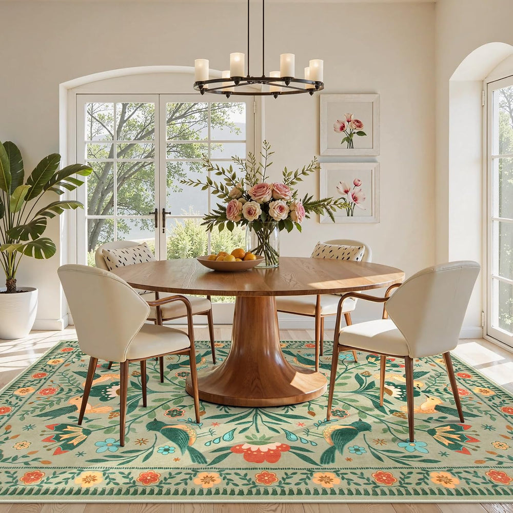 Moynesa Green Washable 8x10 Area Rugs for Living Room Bedroom Dining Room, Mo...