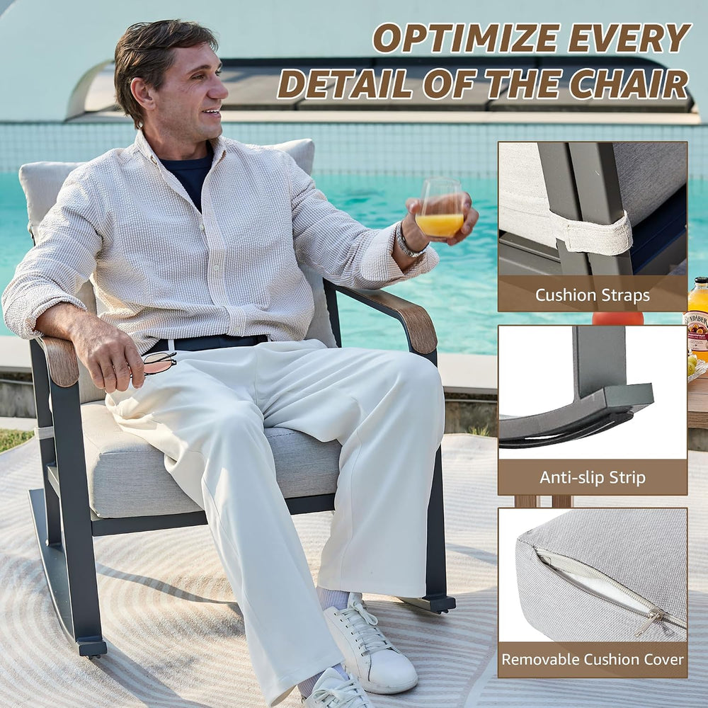 NATURAL EXPRESSIONS 3 Piece Patio Bistro Set, Glider Rocking Chairs & Table