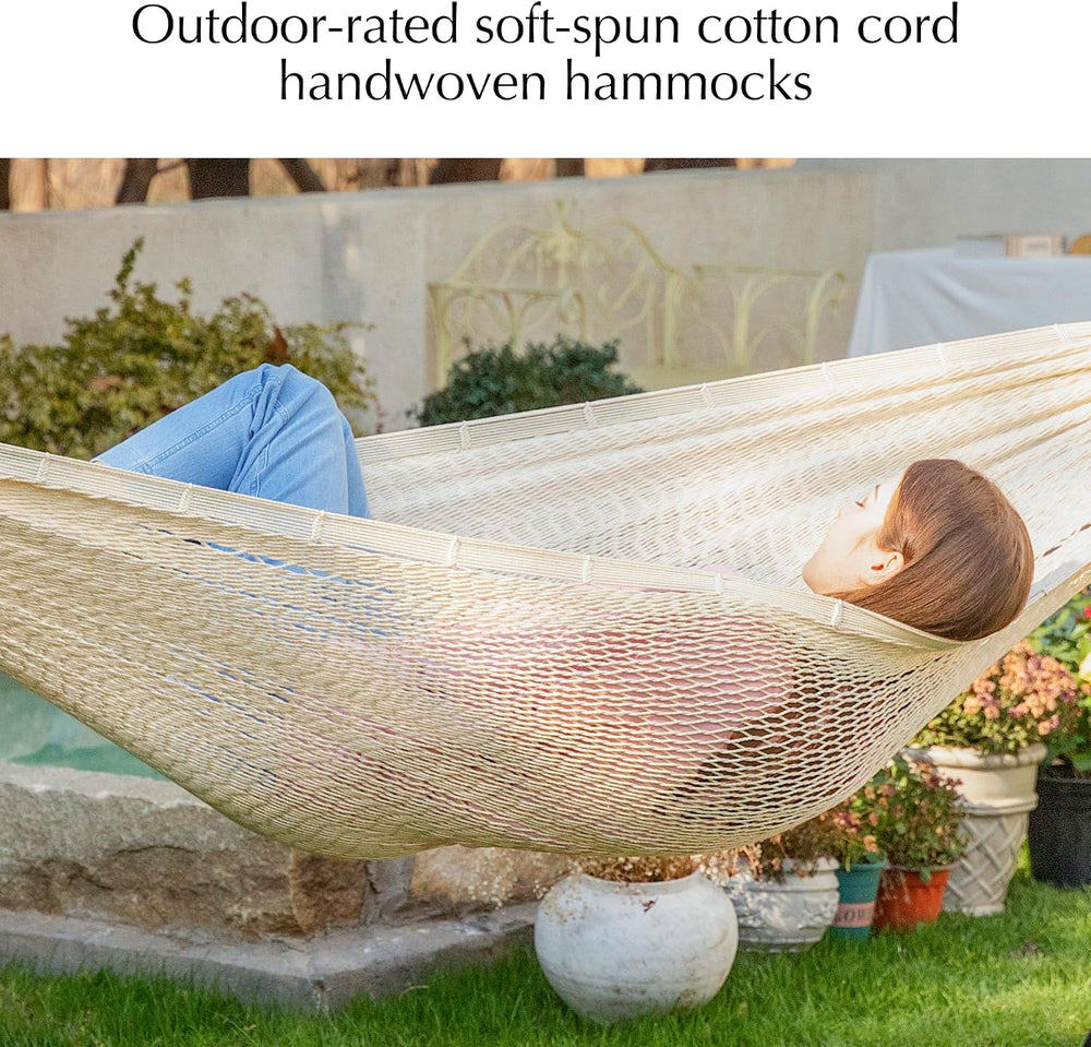 PNAEUT Handwoven Rope Mayan Hammock for Outside, 600 lbs Capacity