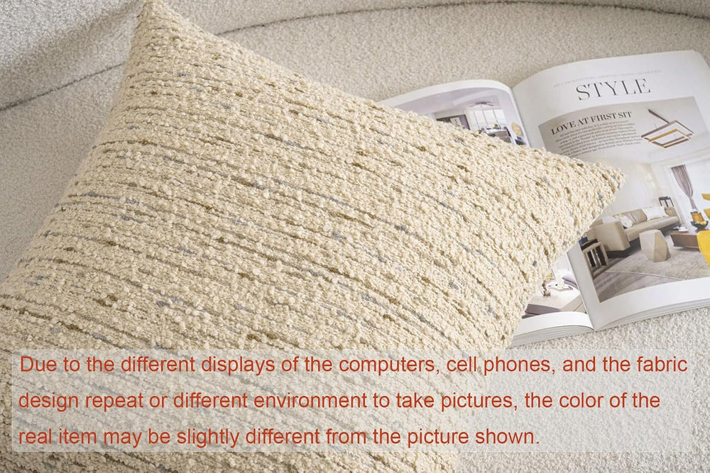 Zealax Neutral Throw Decorative Boucle Pillow Covers for Bed Couch Living Roo...