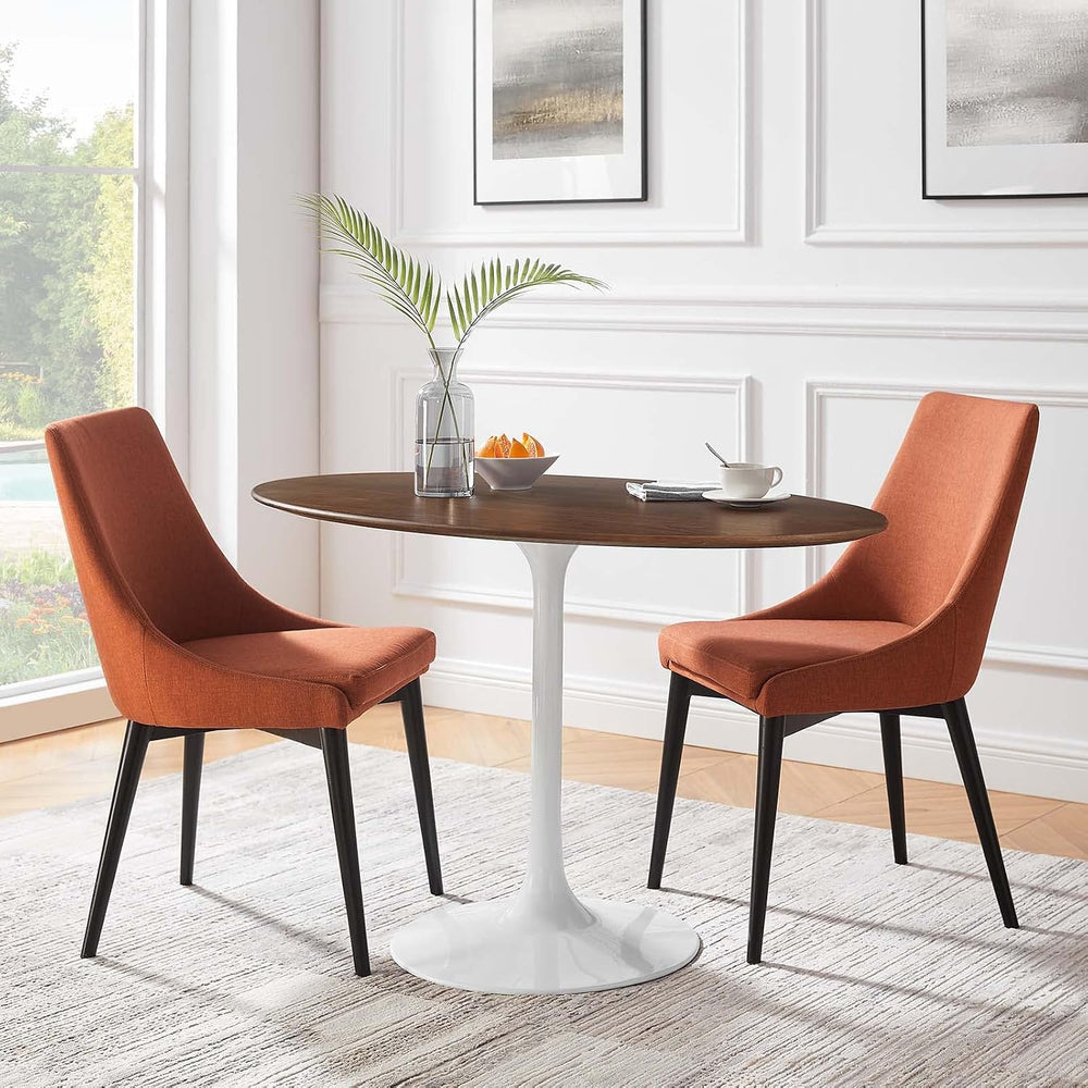 Modway Lippa 48" Mid-Century Modern Dining Table with Oval Top in Walnut
