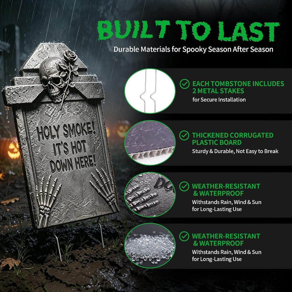 17" Halloween Tombstones Outdoor Decorations, 6 Pack Graveyard Yard Signs