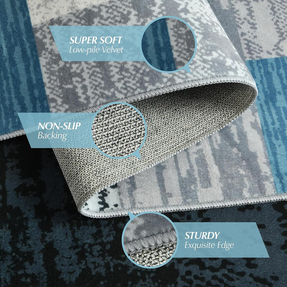 Large Area Rugs, Modern Geometric Patchwork Floor Decor Rockwood Collection