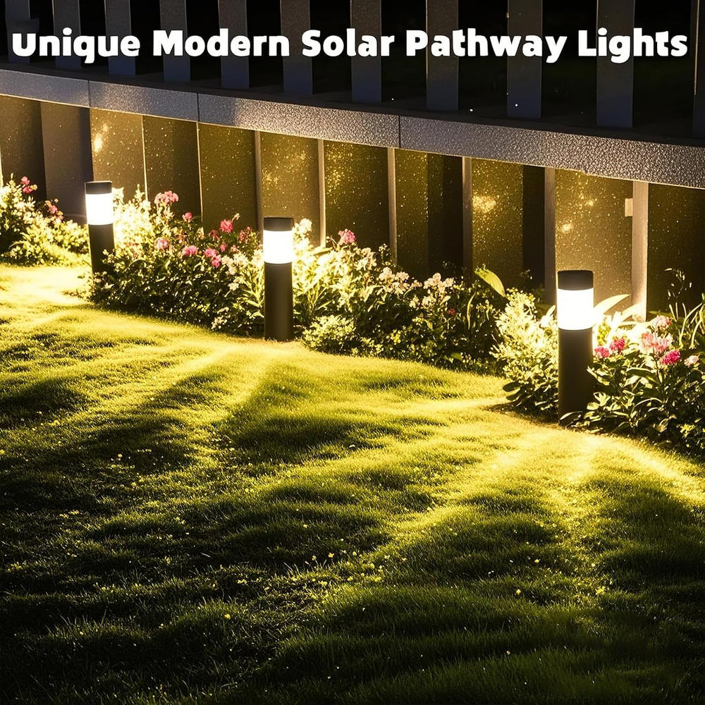 Sublume Solar Pathway Lights Outdoor, 4 Pack Large Metal Stainless Steel Sola...