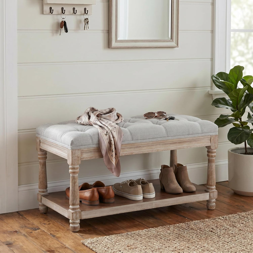 Kmax Rustic Wooden Storage Entryway Bench Shoe Rack Bench -1 Seat, Grey