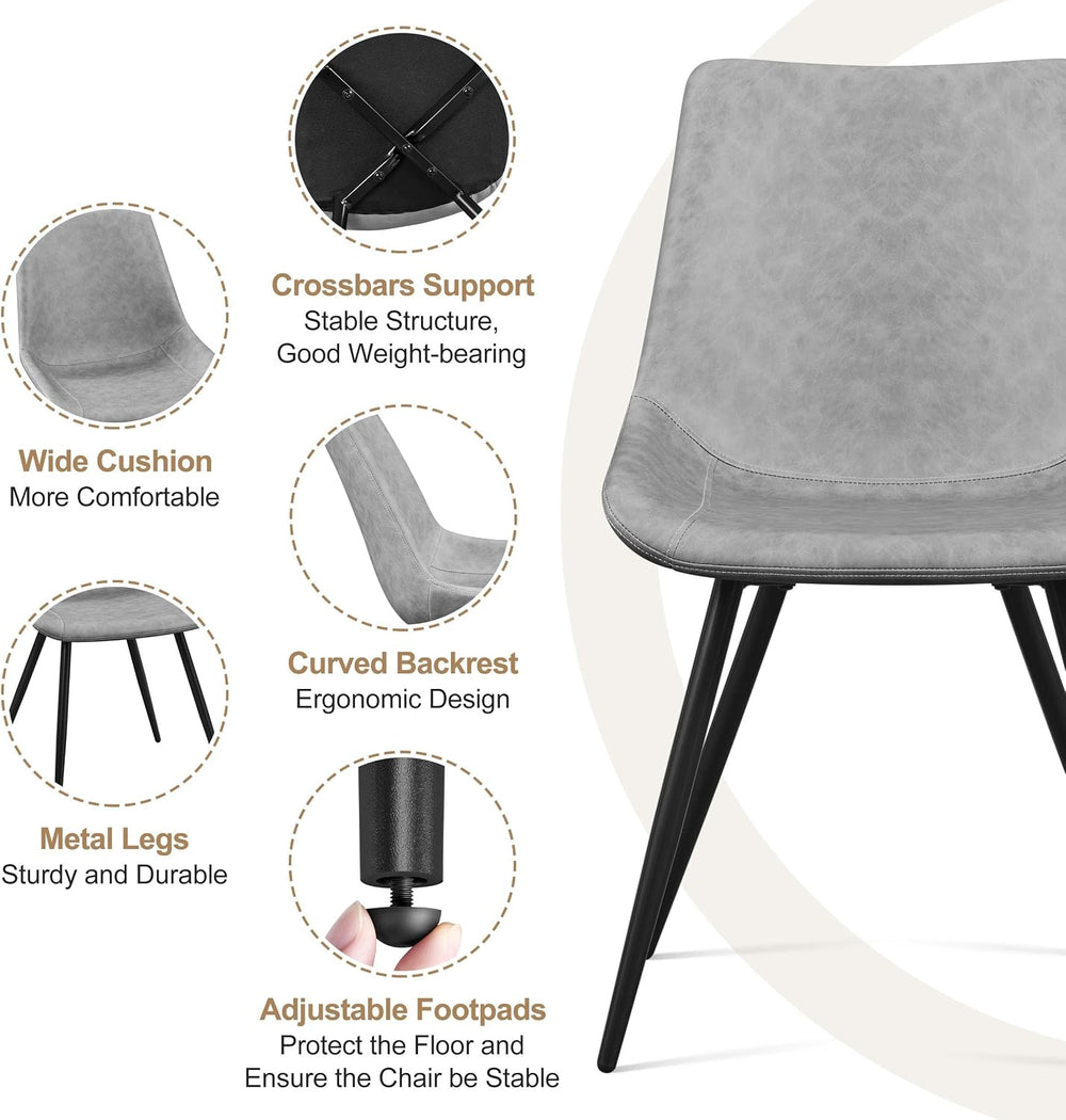 Yaheetech Dining Chairs Set of 2 Mid Century Modern Kitchen Chairs Gray