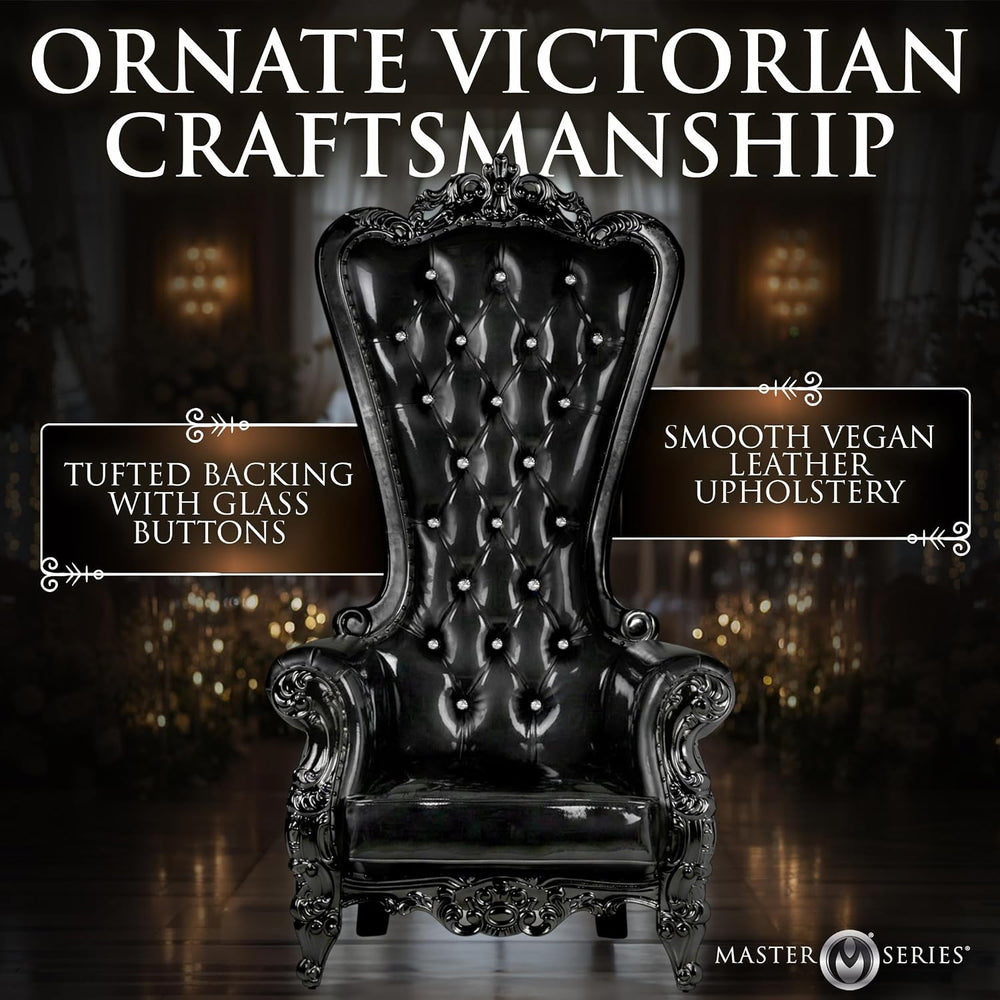 Master Series Throne Chair, Ornate Tufted Chair with Vegan Leather Cushions, ...