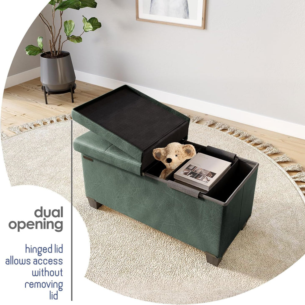 Storage Ottoman Bench with Bins, 30-in Storage Bench for Bedroom End of Bed, ...