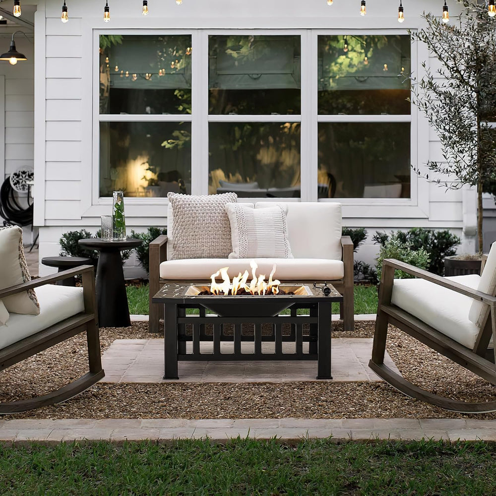 Devoko Outdoor Fire Pit, 32 Inch Firepit Table Metal Outdoor Fireplaces