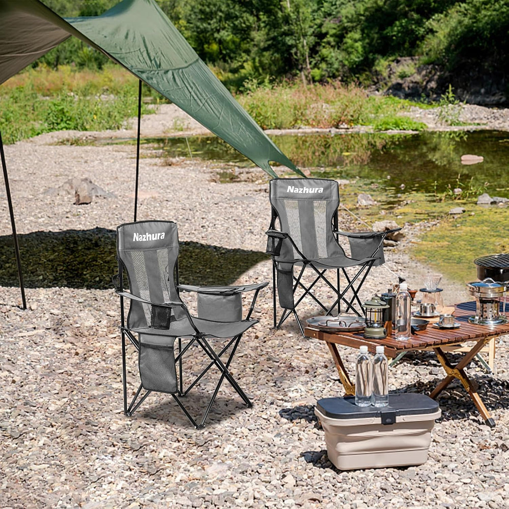 Nazhura 2 Pack Outdoor Camping Chairs Folding/Foldable/Portable with Cooler P...