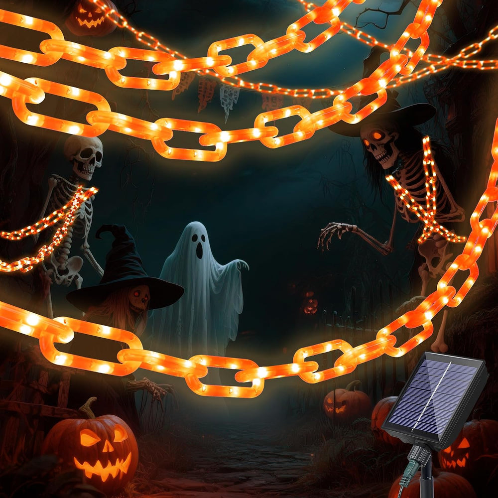 Solar Halloween Decoration Chain Lights,10.5 FT 175 LED Plastic Chain