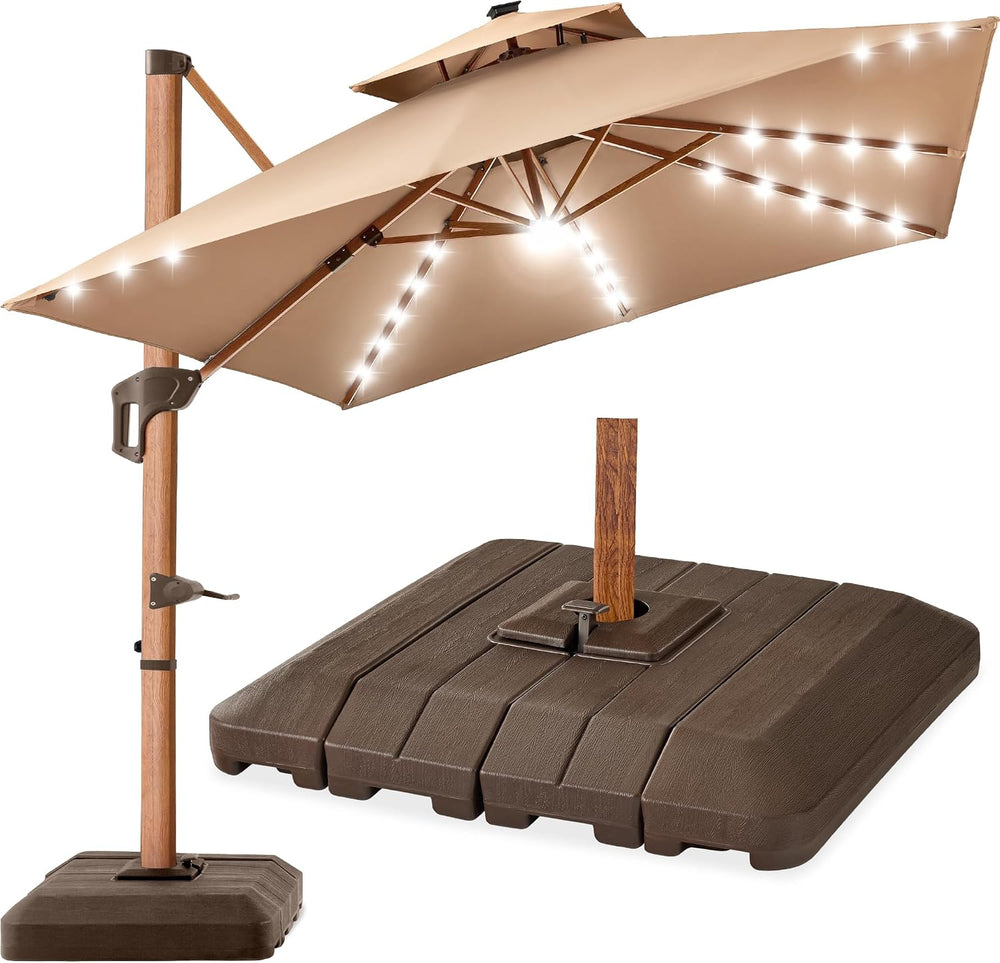 Best Choice Products 10ft Square Cantilever Patio Umbrella w/Base Included, W...