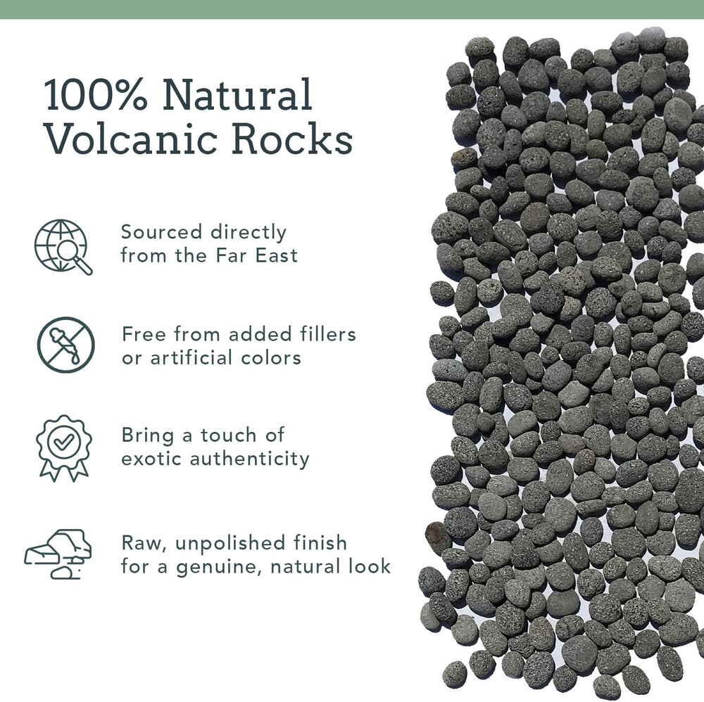 Black Lava Rocks for Fire Pit, Gas Fireplace Rocks, 1 to 2 Inch, 20 lbs
