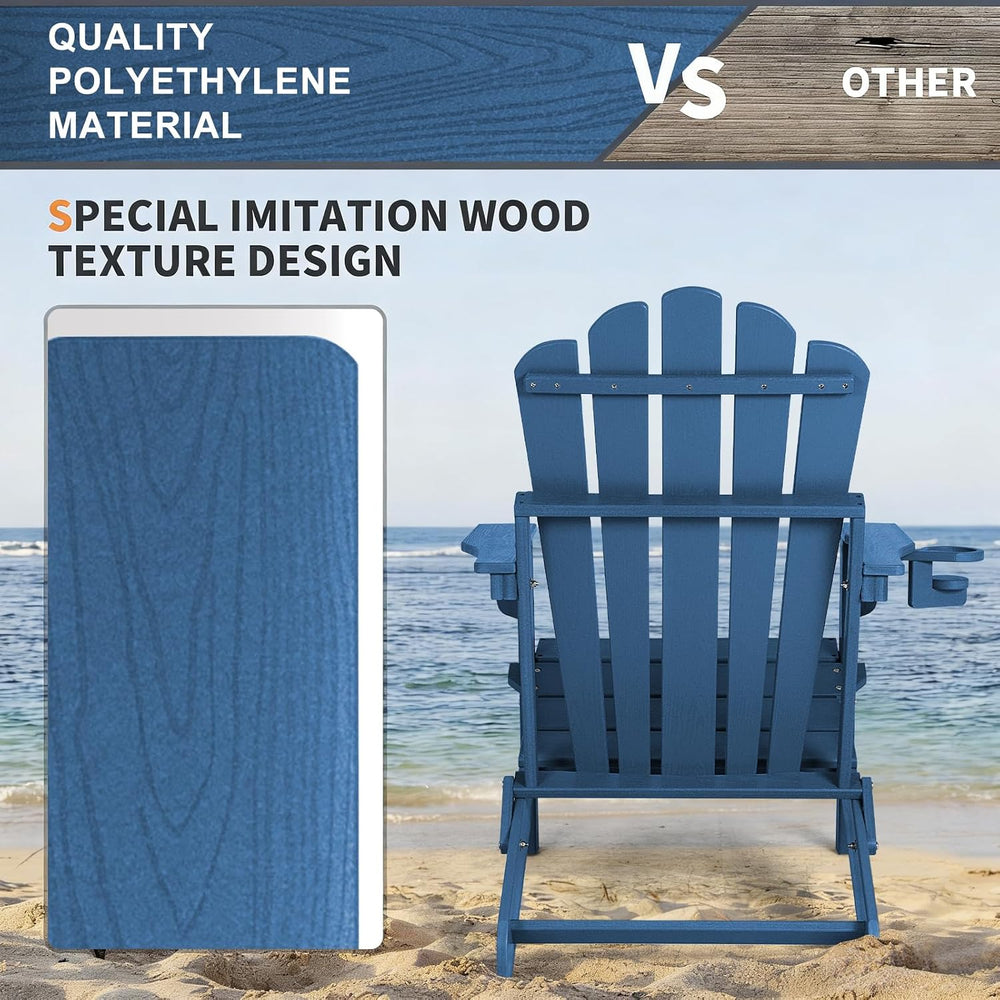 FUNBERRY Oversized Folding Adirondack Chair Set of 4, Fire Pit Chair 400LBS