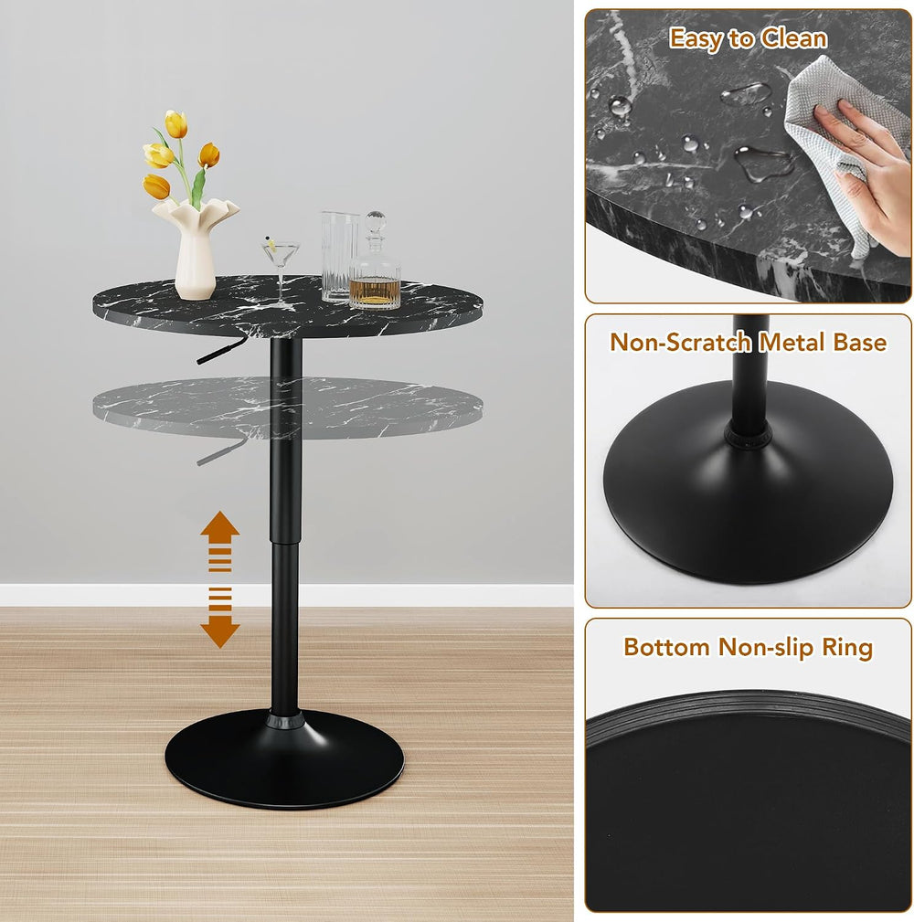 NOBPEINT Round Bar Tables, 360° Swivel Height Adjustable Bistro Pub Table wit...