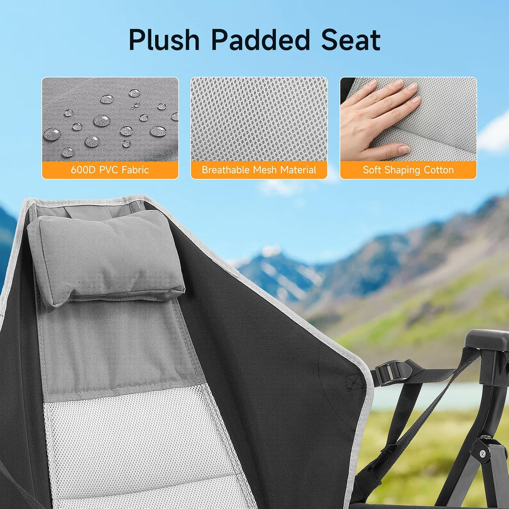 Hammock Camping Chair with Adjustable Backrest, Headrest and Cup Holder