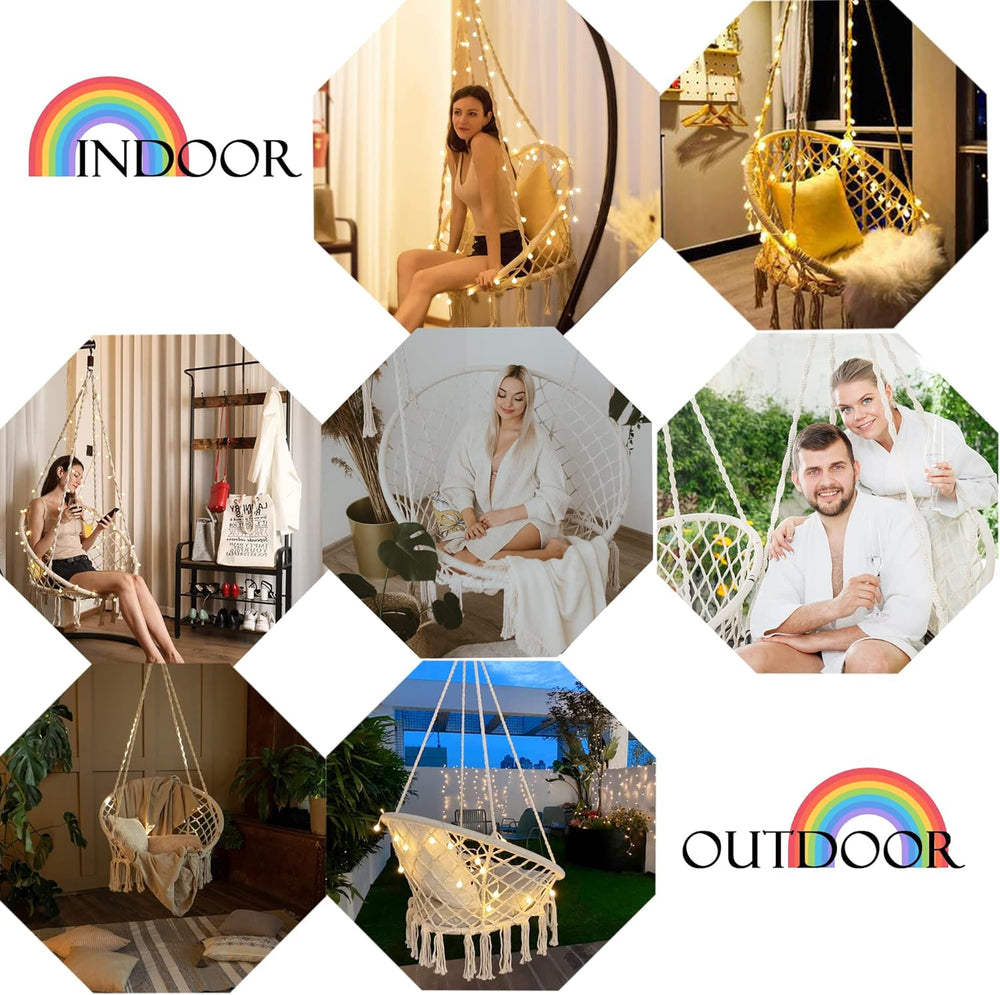 KASHAN Hanging Chair for Bedroom Hammock Chair Swing with Lights and Hardware...