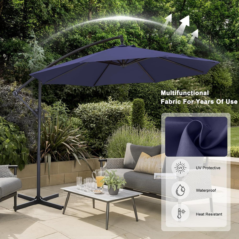 ABCCANOPY 9FT Cantilever Outdoor Patio Umbrella, Navy Blue
