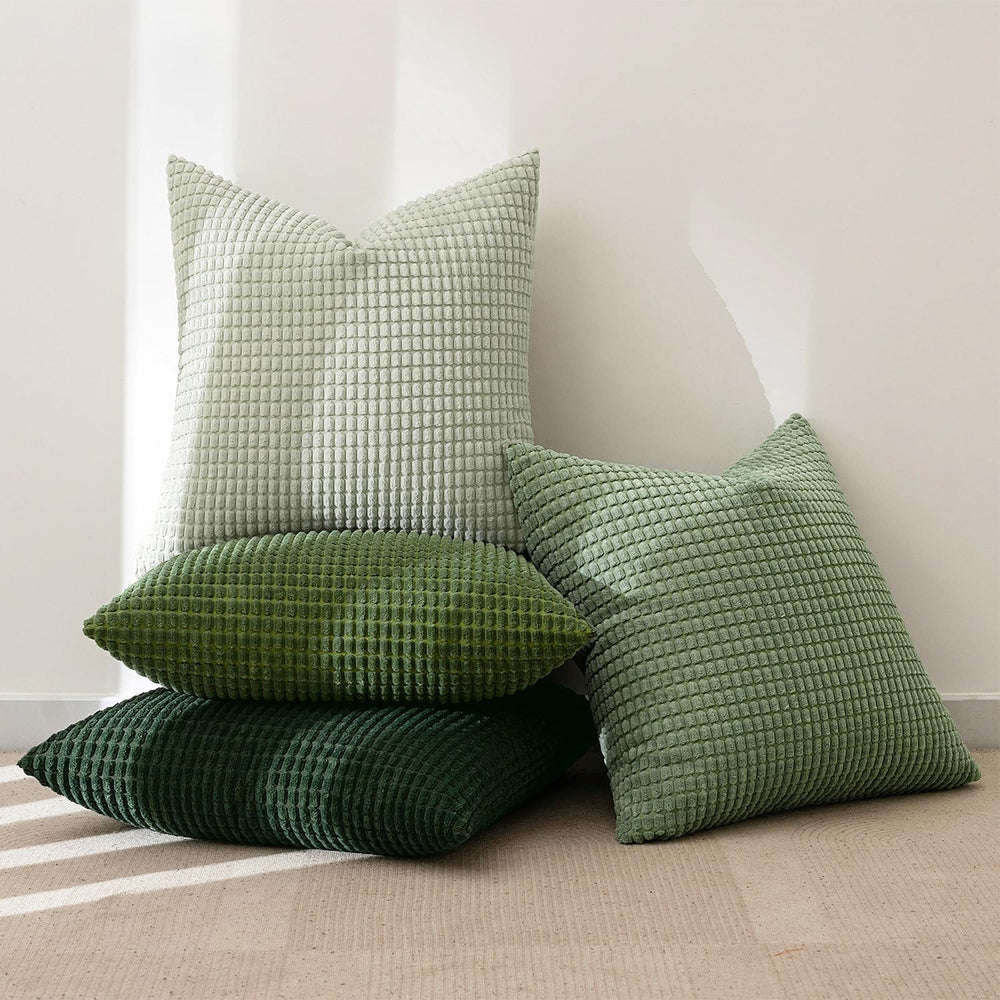 MIULEE Boho Euro Decorative Pillow Covers 24x24 Inch Set of 4 Forest Green