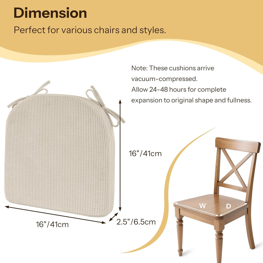 Dining Chair Cushions Set of 2 with Ties 16.5"x16.5" Beige