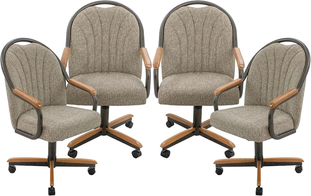 Chromcraft D7775 4pc Swivel Tilt Kitchen Dining Chair - Bronze-Chestnut
