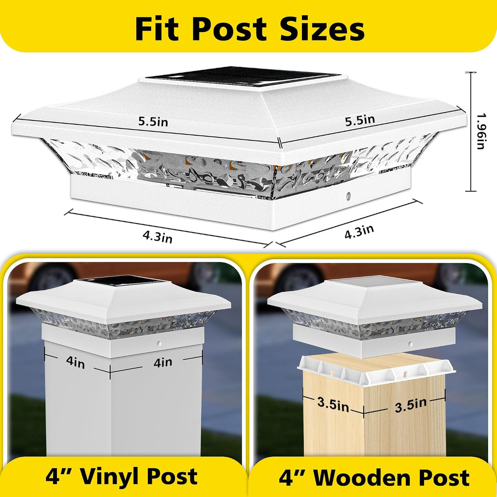 T-SUN 4x4 Solar Post Cap Light White, 12 Pack Solar Post Lights with RGBCW