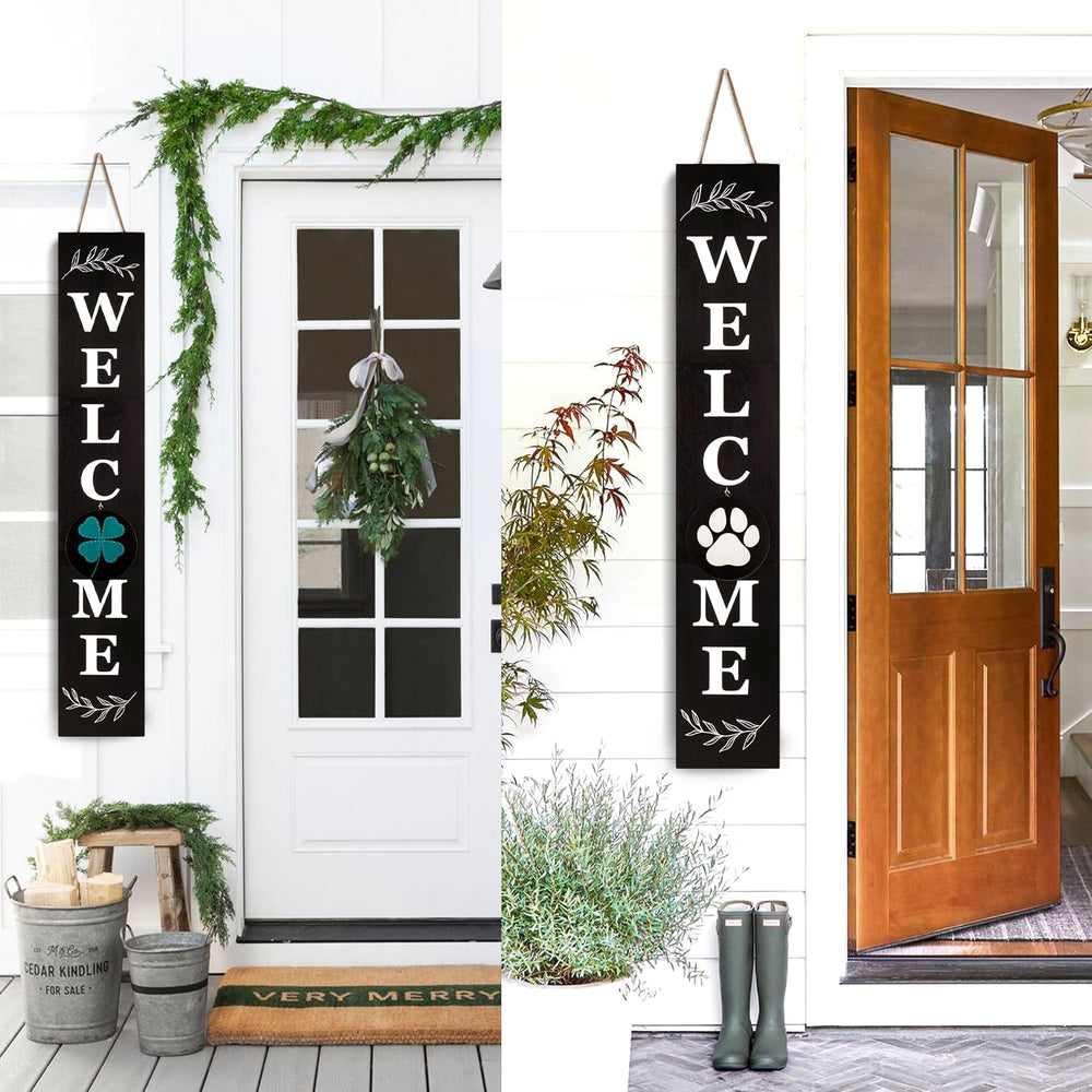 Perfnique Welcome sign for front porch standing, 47 x 7.9 Inch Wooden Leaner ...