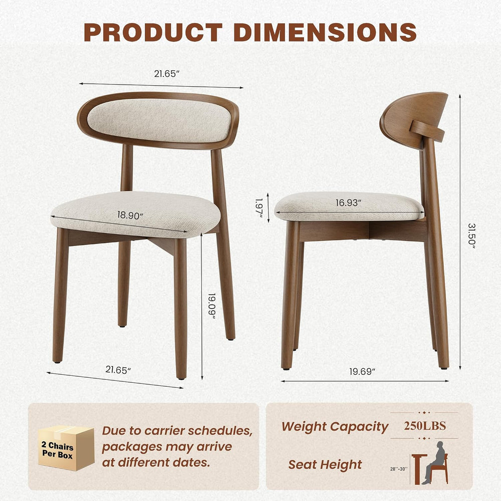 Dining Chairs Set of 2, Upholstered Dining Room Chairs with Solid Wood Legs