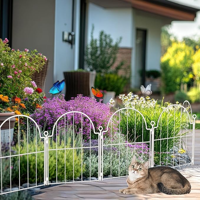 30 Pack White Decorative Garden Fence, 17in x33ft Garden Fencing Animal Barri...