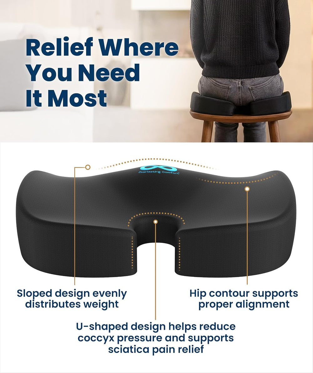 Everlasting Comfort Doctor Recommended Memory Foam Seat Cushion for Office Ch...