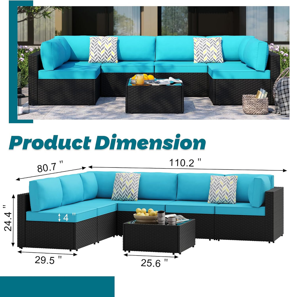 SUNLEI 7pcs Patio Conversation Sets Outdoor Furniture Sets, High Back All-Wea...