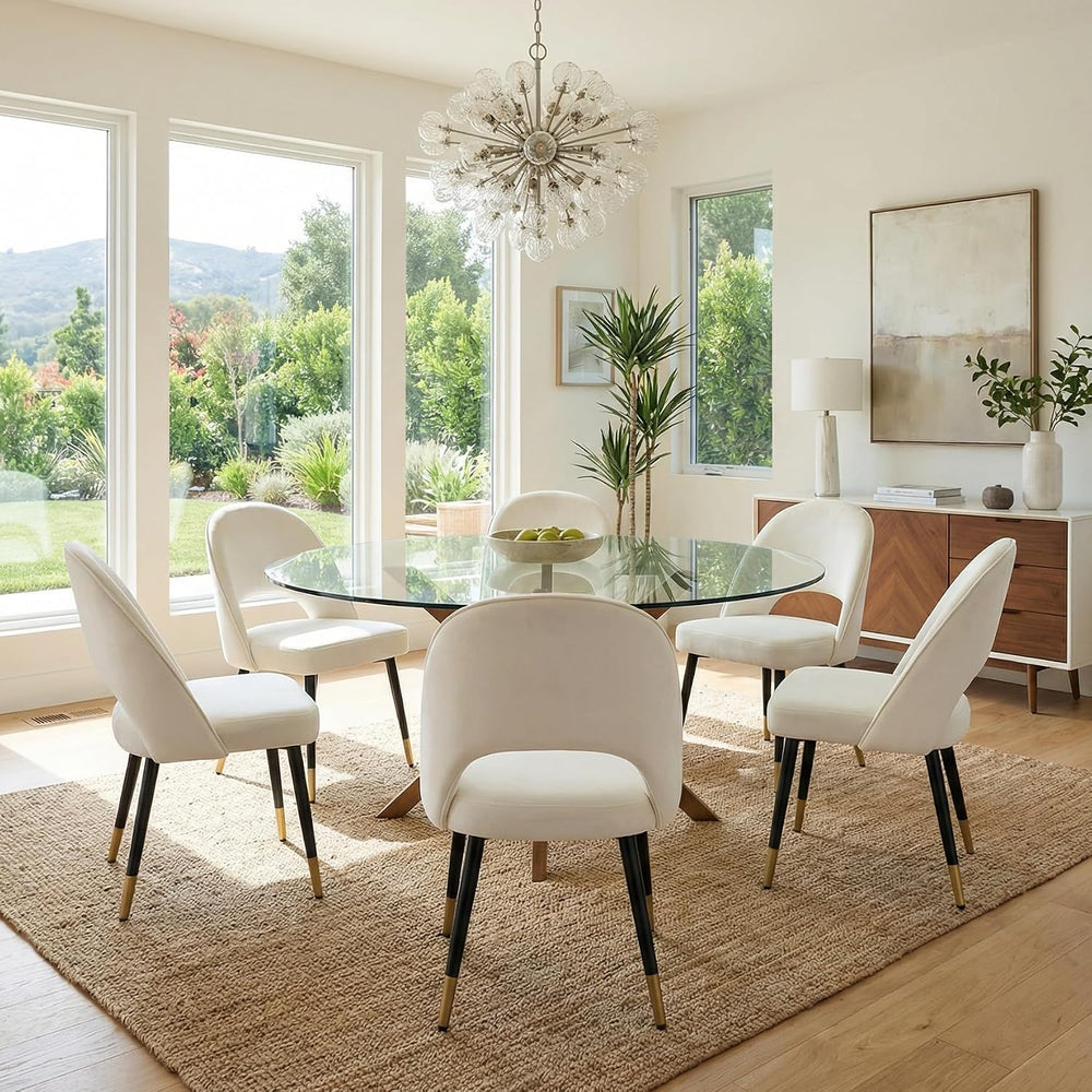 HEAH-YO Velvet Dining Chairs Set of 6, Armless Kitchen Chairs with Metal Legs...