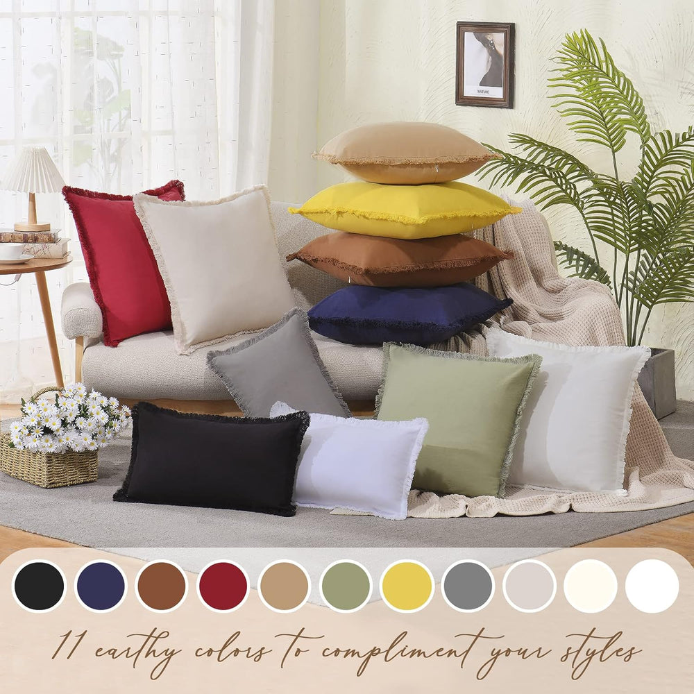 ZWJD Pillow Covers 26x26 Set of 2 Khaki Throw Pillow Covers with Fringe Chic ...