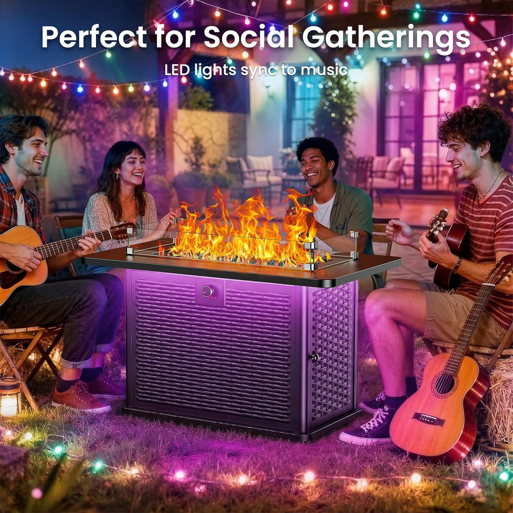 Ciays 43" Rectangular Propane Fire Pit with RGB Lighting Strip – 60,000 ...