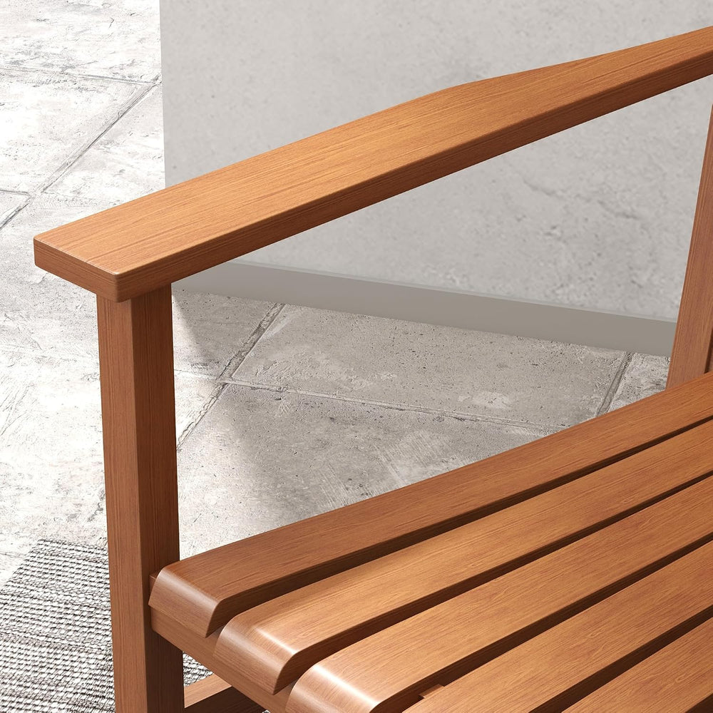 Outsunny Outdoor Rocking Chair Set of 2 High Density Wooden Rocker Teak
