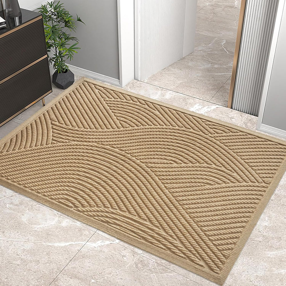 HIYARD Sturdy Front Door Mat, Absorbent Muddy Dirt Resist Welcome Door Mats O...
