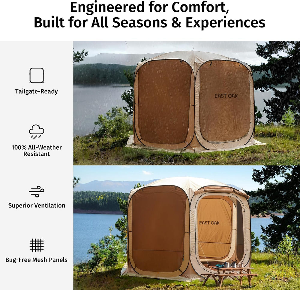 East Oak 10×10 FT Pop Up Canopy Tent with Mesh Walls | Outdoor Screen House w...