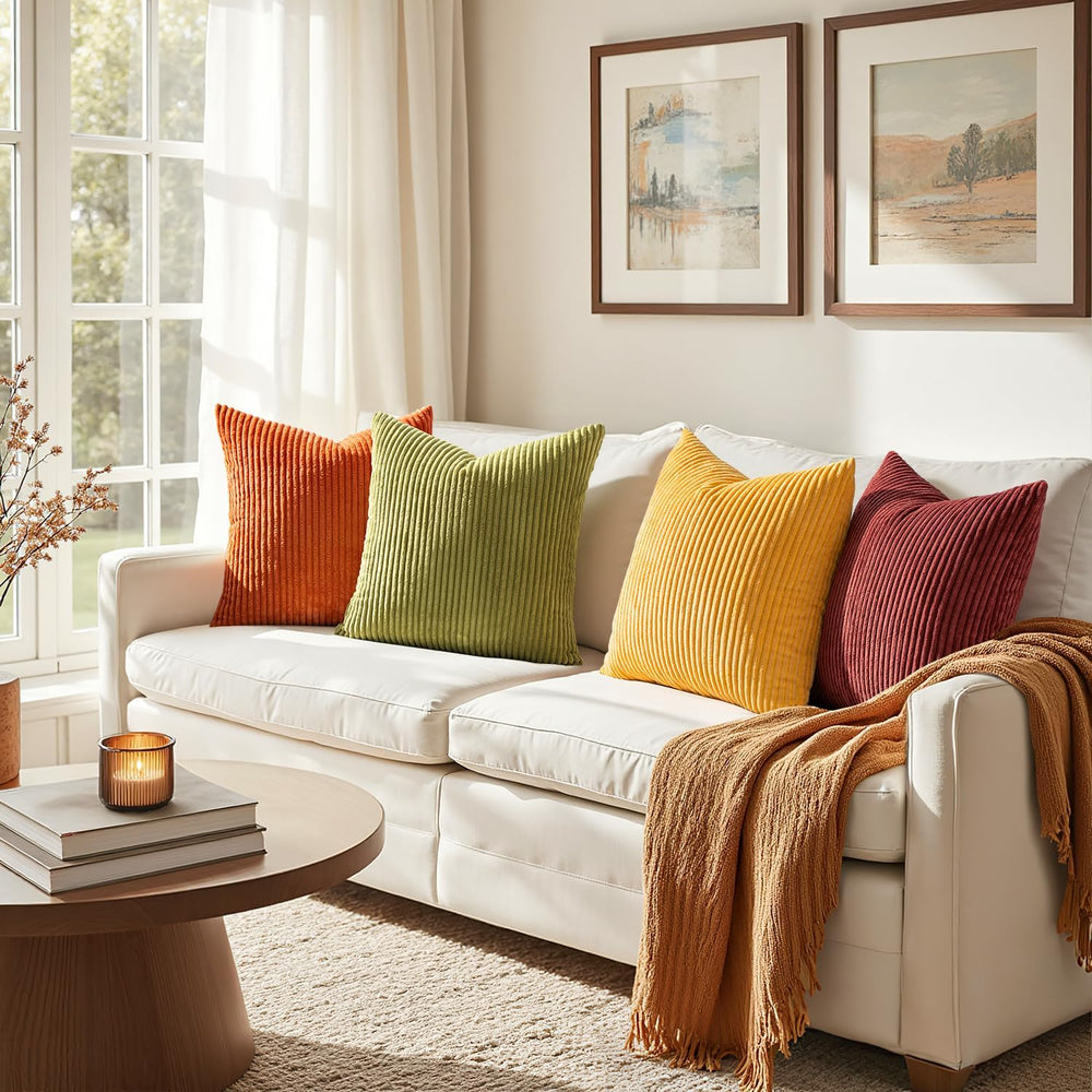 EMEMA Burnt Orange Decorative Throw Pillow Covers 22x22 Inch Set of 4