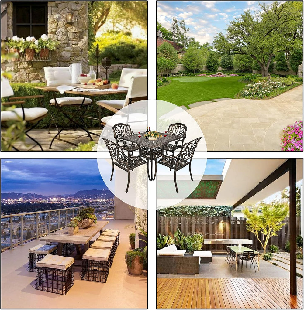 TITIMO 5-Piece Outdoor Patio Dining Set, Cast Aluminum Patio Furniture Set, 4...